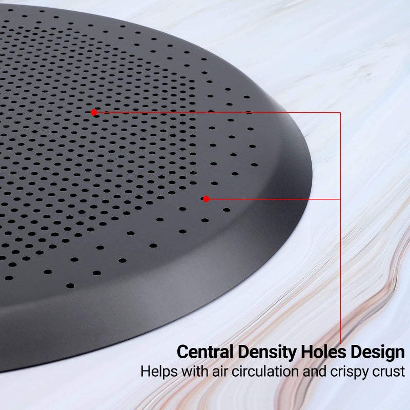 Beasea Pizza Pan 14 Inch, Perforated Pizza Pans with Holes, Heavy Duty Aluminum Alloy Round Pizza Crisper Pan Pizza Baking Tray Bakeware for Home Restaurant Kitchen - Image 5
